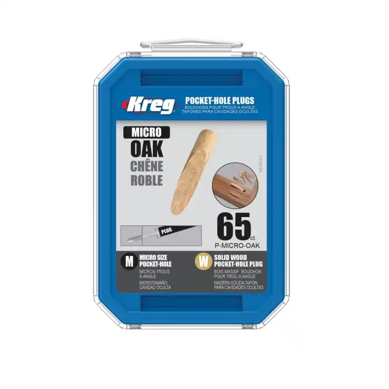 Boîte de 65 Cache-trous bois massif P-Micro-Oak micro-perforation Kreg