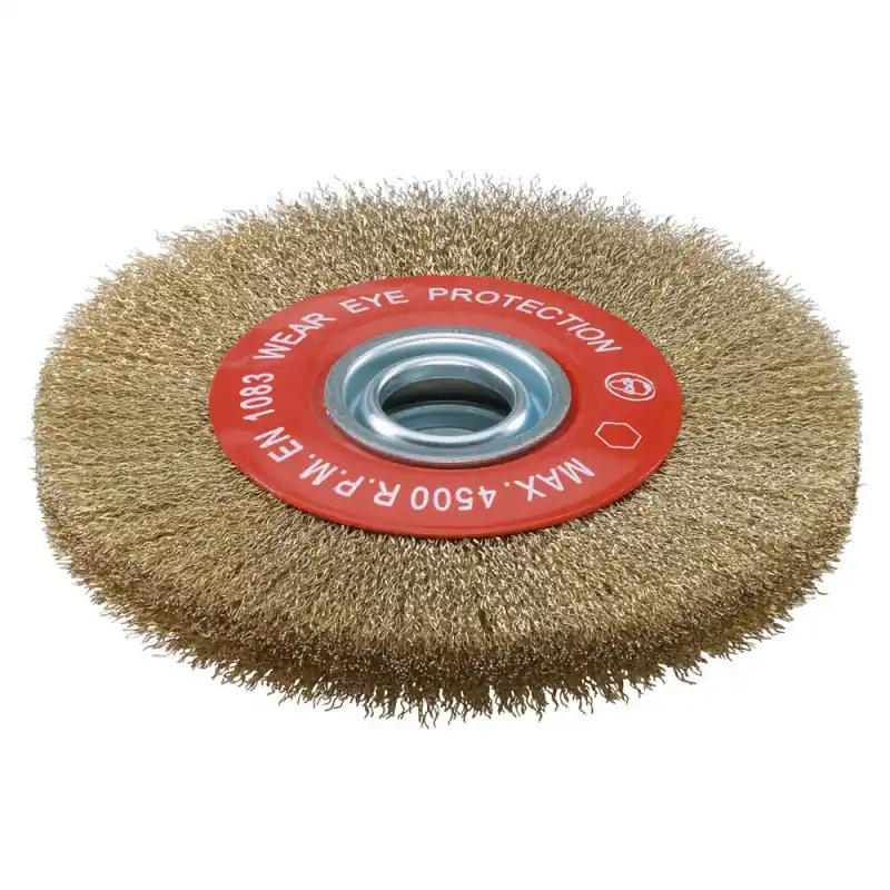 Brosse circulaire D150x20mm fils ondulés laitonnés avec bagues Sidamo