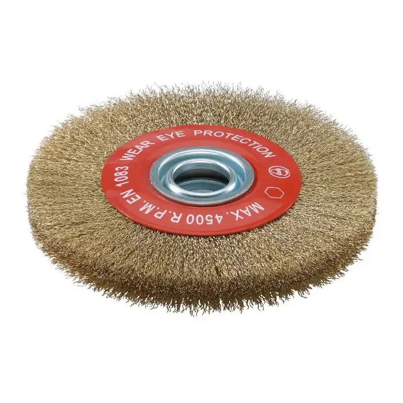 Brosse circulaire D200x25mm fils ondulés laitonnés avec bagues Sidamo