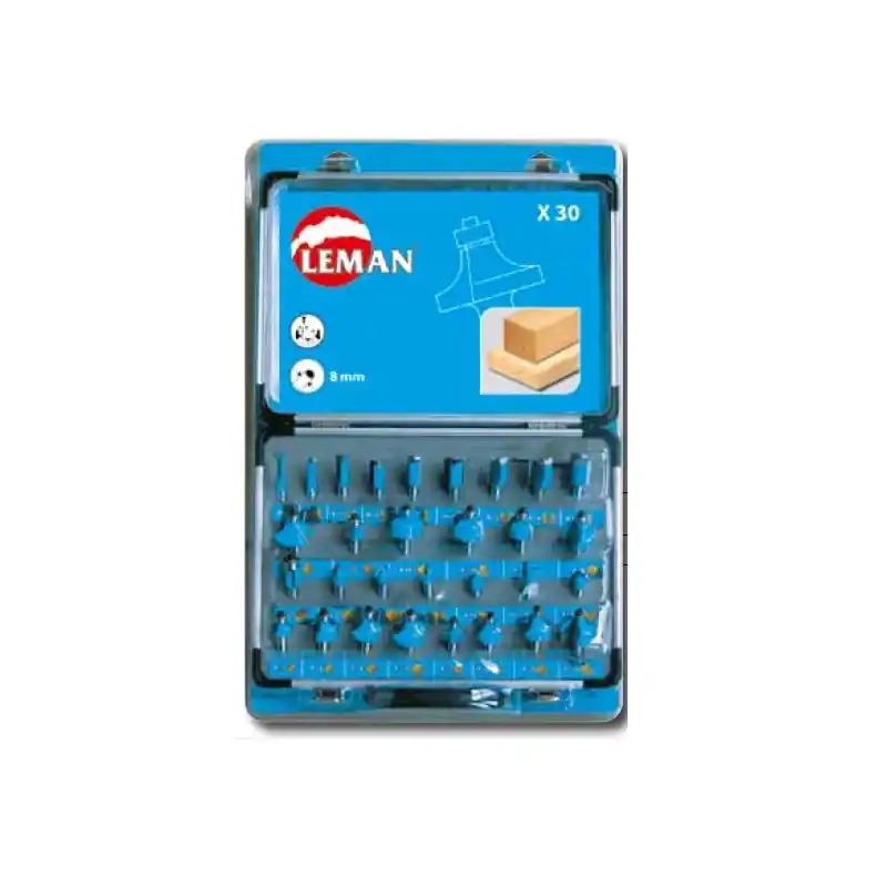 Coffret 30 Meches de Defonceuse Carbure Assorties Queue 8 Mm