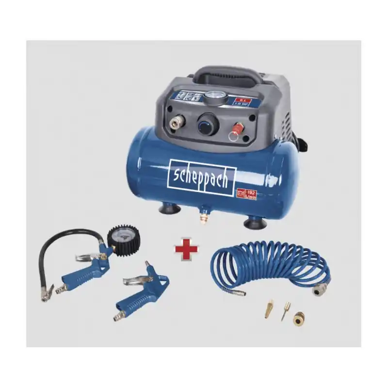 Compresseur 1200W 6L 8bar 192 L/min avec accessoires HC06