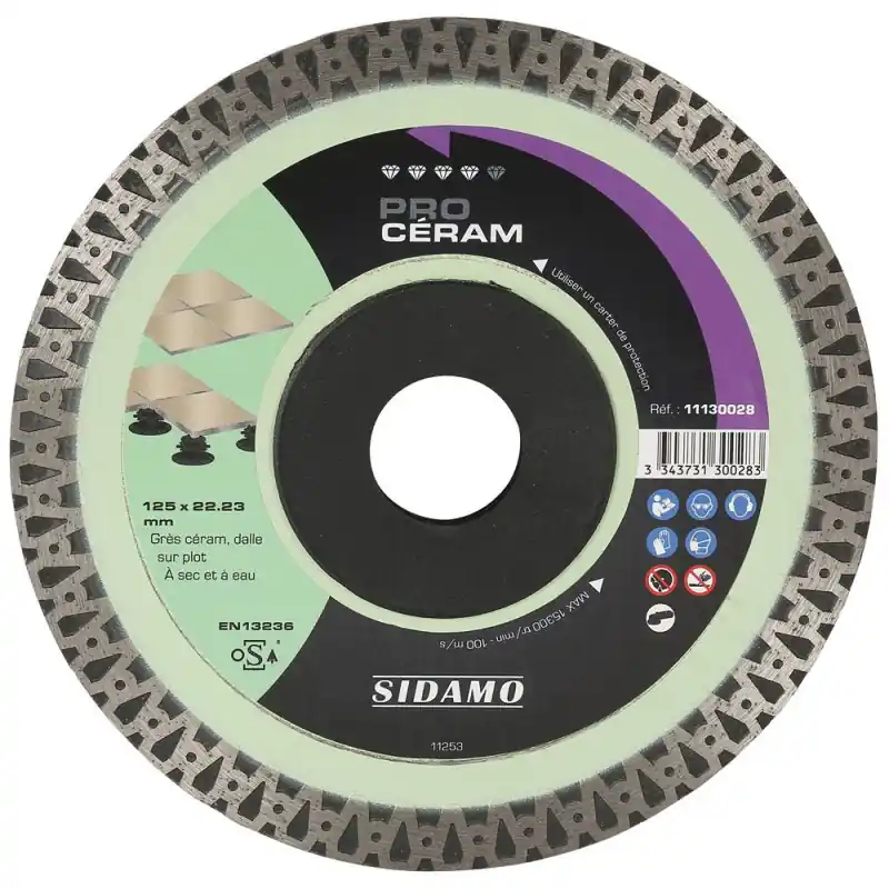 Disque diamant Pro Ceram D125x22,23xHt10mm Sidamo
