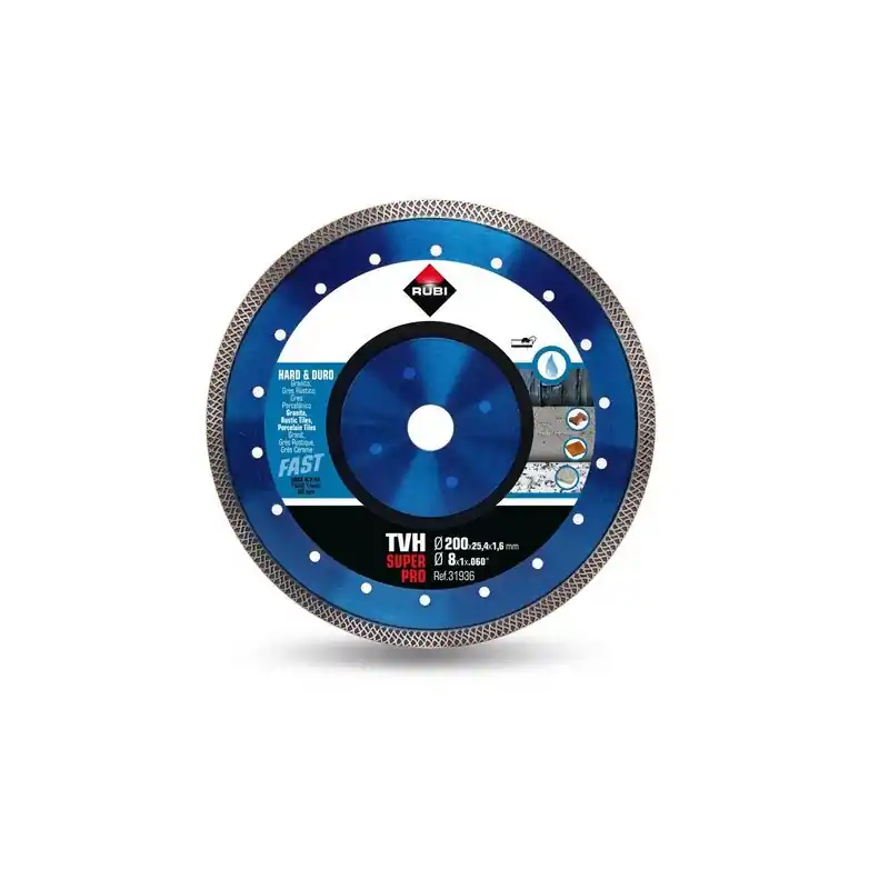 Disque diamant TVH-200 SUPERPRO matériaux durs 200x25,4x1,6mm Rubi