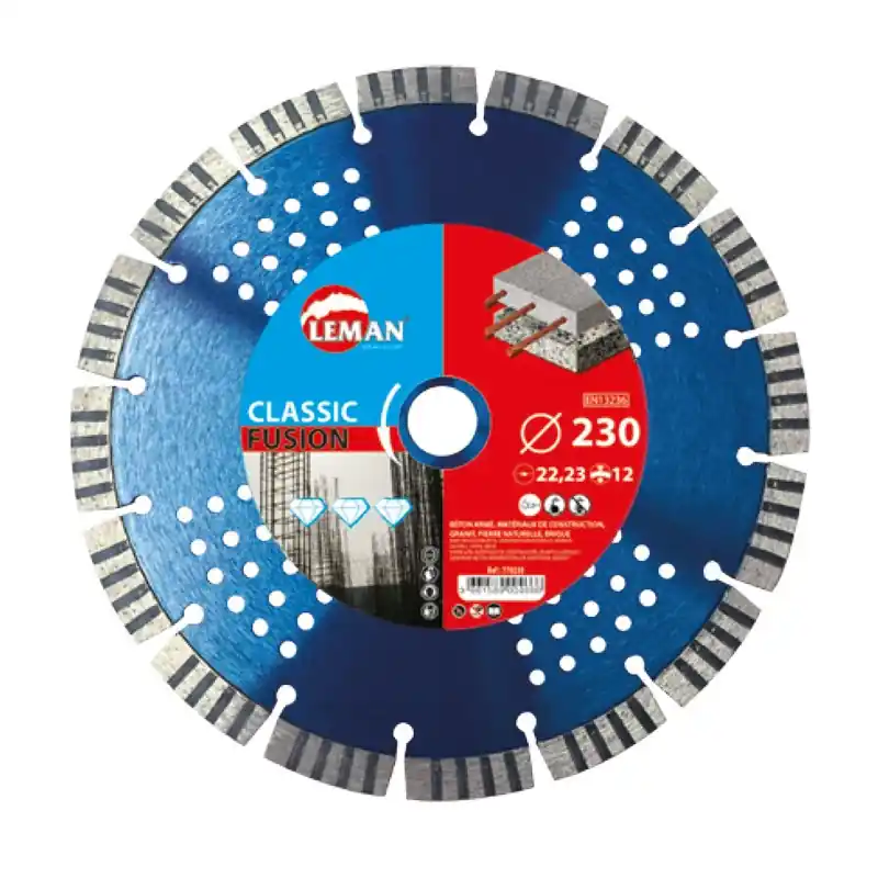 Disque diamant segments béton armé 230x22,23mm Ht12mm Leman