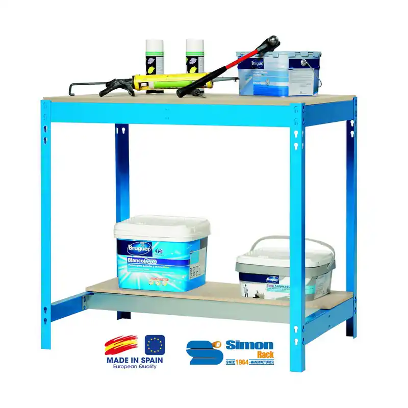Etabli BT-0 BOX 1200 bleu/bois 840x1200x750mm charge 600kg SimonRack