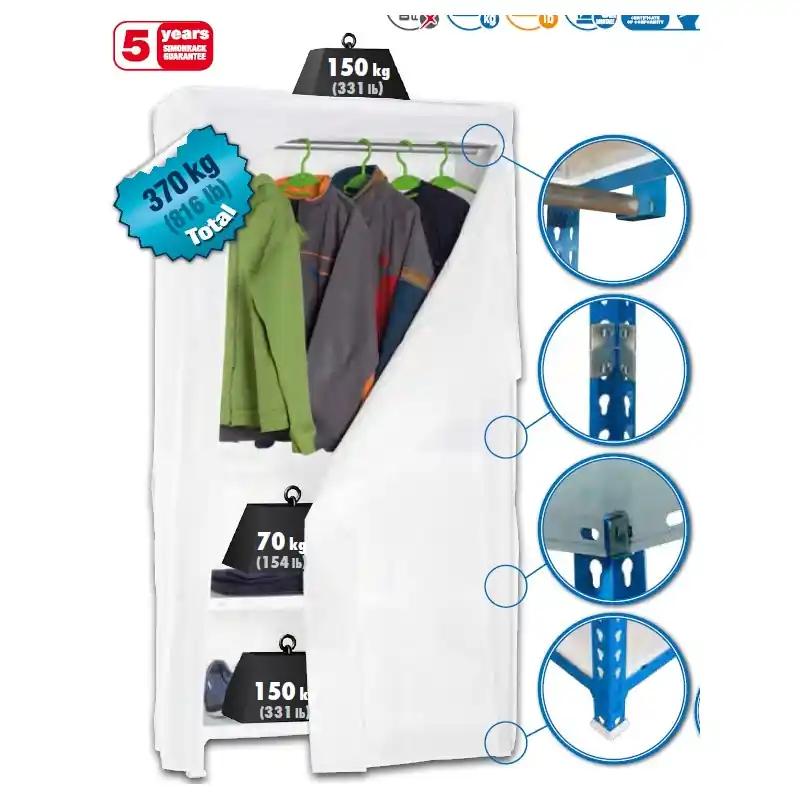 Etagère rangement Click & Keep 4/500 Blanc 1800x900x500 SimonRack