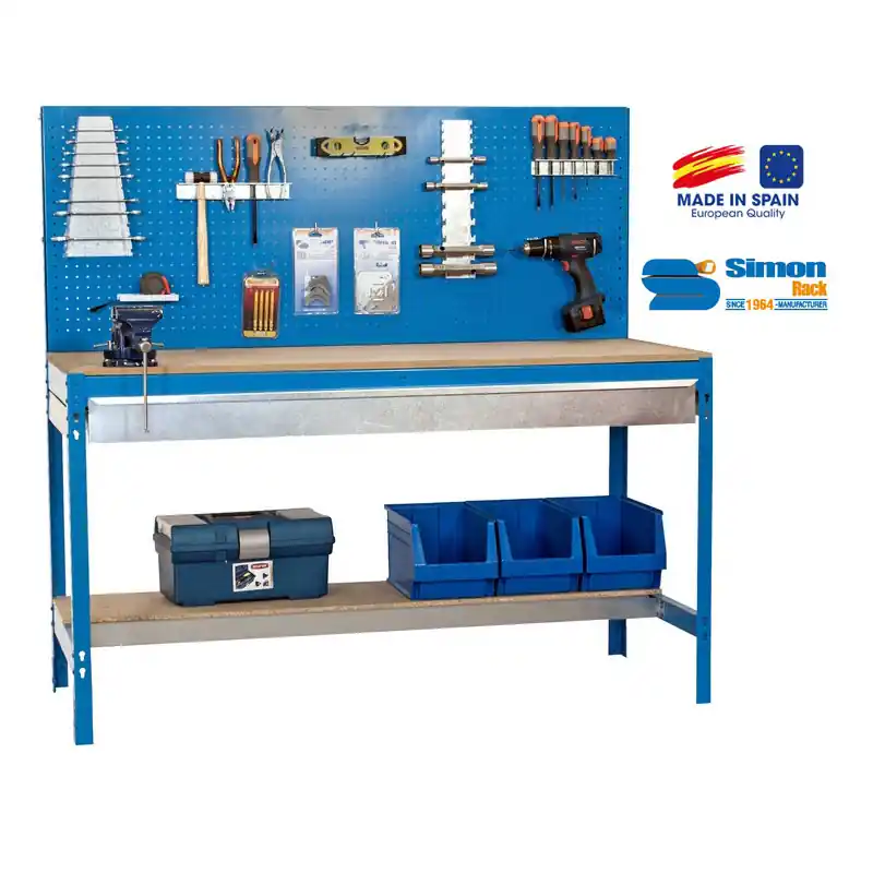 Etabli BT-2 Box1500 Bleu bois avec tiroir 1440x1500x600mm SimonRack