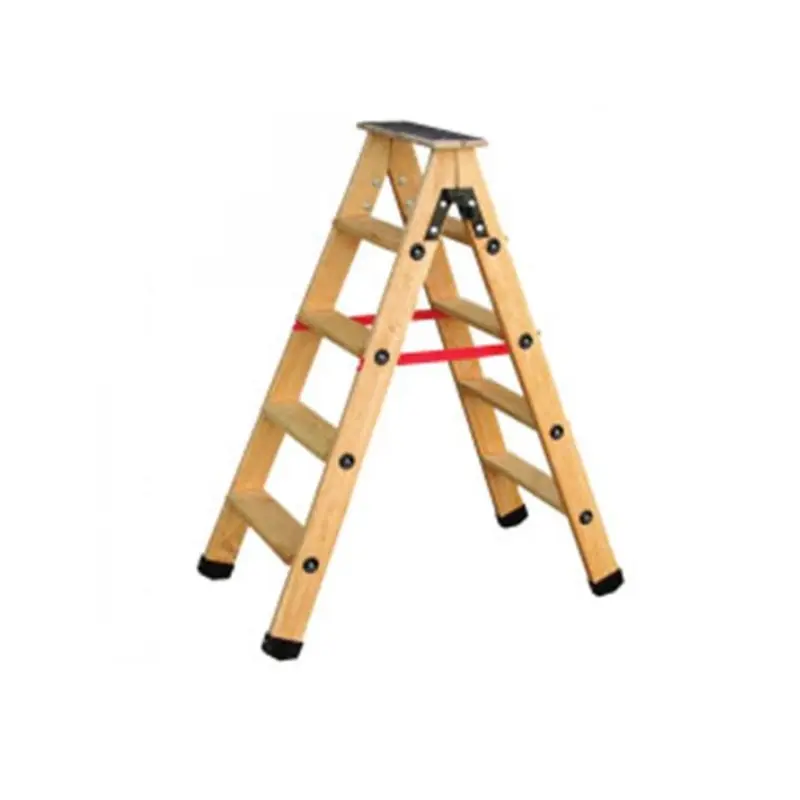 Escabeau bois 2 plans 8 marches avec sangles 193cm tablette Outifrance
