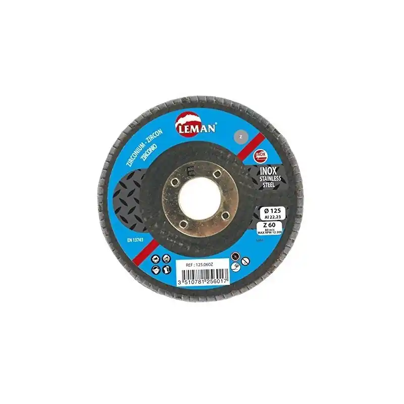 Lot 10 disques lamelles bombées Zirconium D125x22,23mm Grain 100 Leman