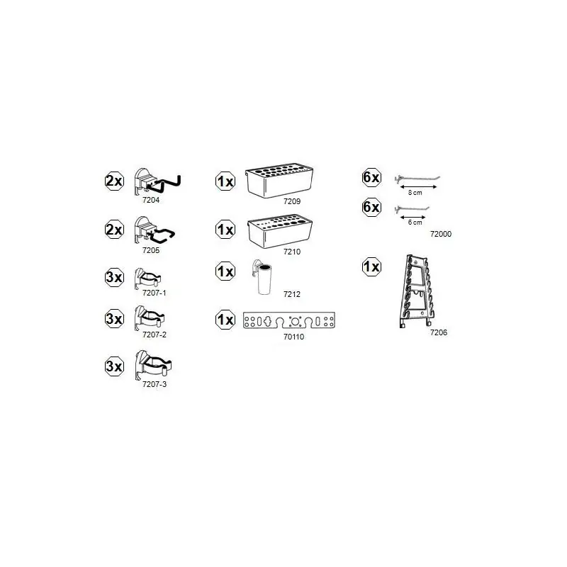 Kit complet 30 crochets pots bacs supports d’outils Kupper