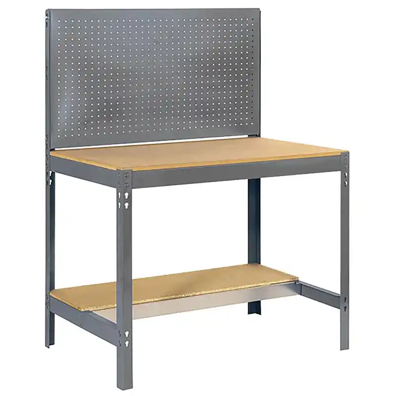 Etabli SimonRack Simonwork BT2 1200 gris/bois 1445x1210x600mm panneau perforé & étagère charge 600kg