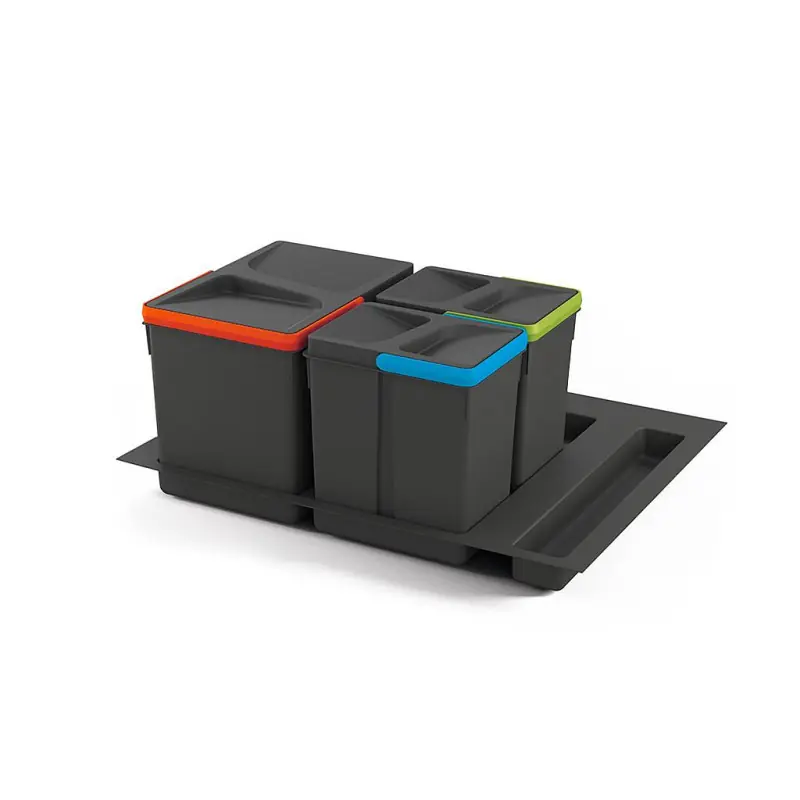 Kit de poubelles 12 L 2 x 6 L, module 600 mm Plastique Gris anthracite