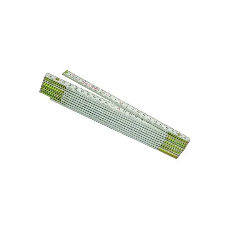 Mètre bois 23119 blanc laqué 2m décimale rouge Metrica