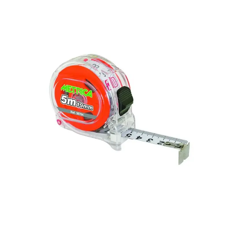 Mètre à ruban 38764 double graduation 5mx19mm rouge Metrica