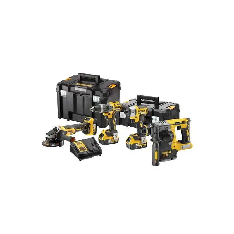 Pack 4 outils XR 18V 5Ah Li-Ion Brushless avec coffret T-STAK DeWalt