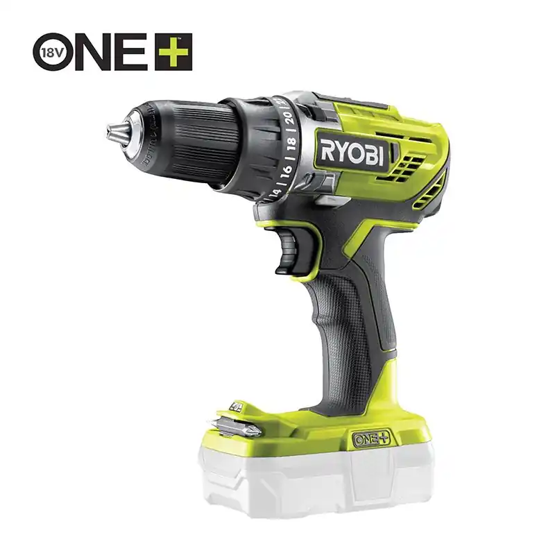 Perceuse visseuse Ryobi R18DD3-0 18V One+ idéale pour les travaux de perçage et vissage extrêmes.