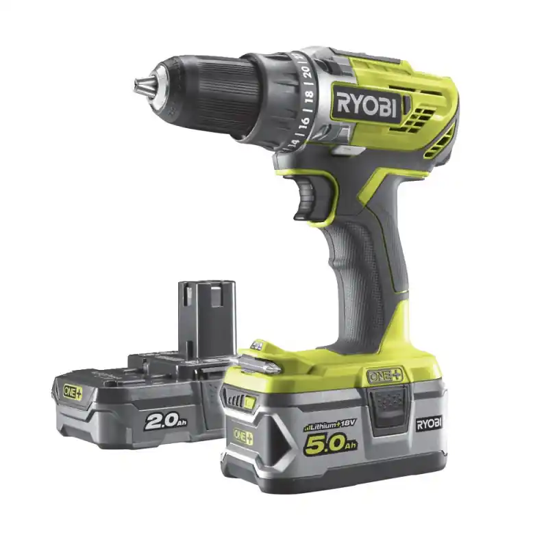 Perceuse-visseuse R18DD3-252S 18V 2Ah, 5Ah Li-Ion 2 vitesses Ryobi