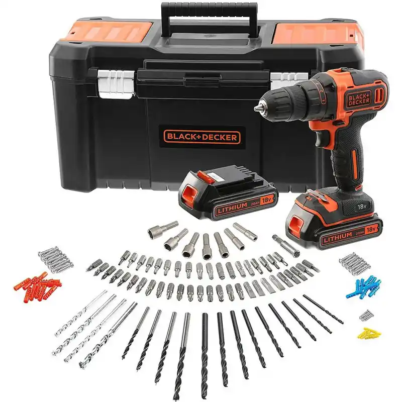Perceuse visseuse BCK186D2KA 18V 2x2Ah 120 accessoires Black & Decker