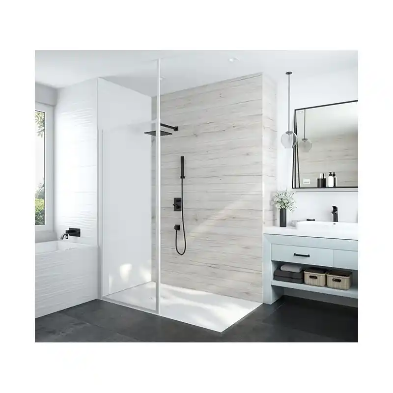 Paroi fixe Atout 3 douche ouverte 1000x1900mm transparent blanc Leda