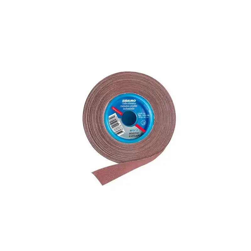 Rouleau abrasif d‘atelier 25mx38mm Gr80 corindon Sidamo
