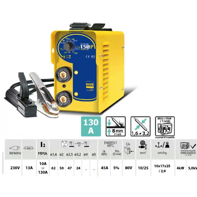 Poste à souder à l‘électrode MMA Inverter 0-130 Amp Accessoires GYSMI