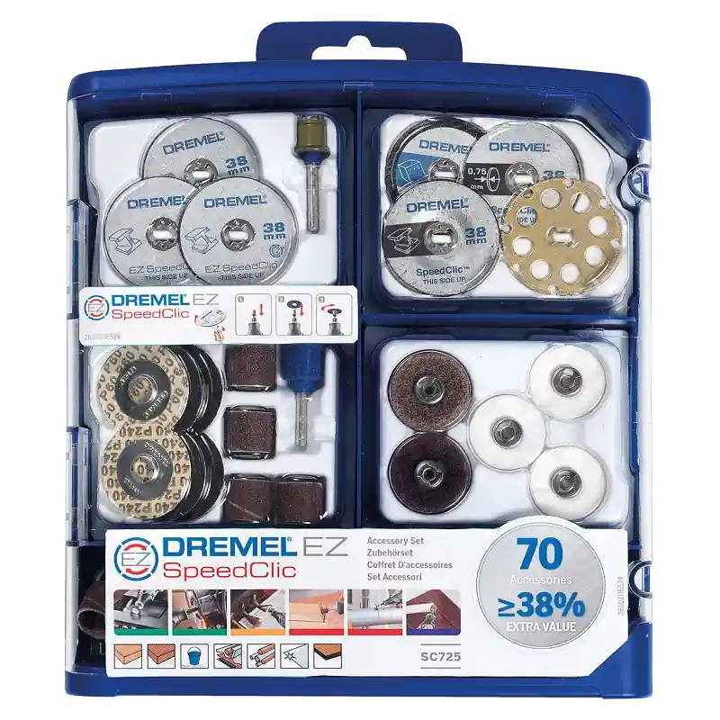 Set 70 accessoires 2.615.E72.5JA SpeedClic multi-usage SC725 Dremel