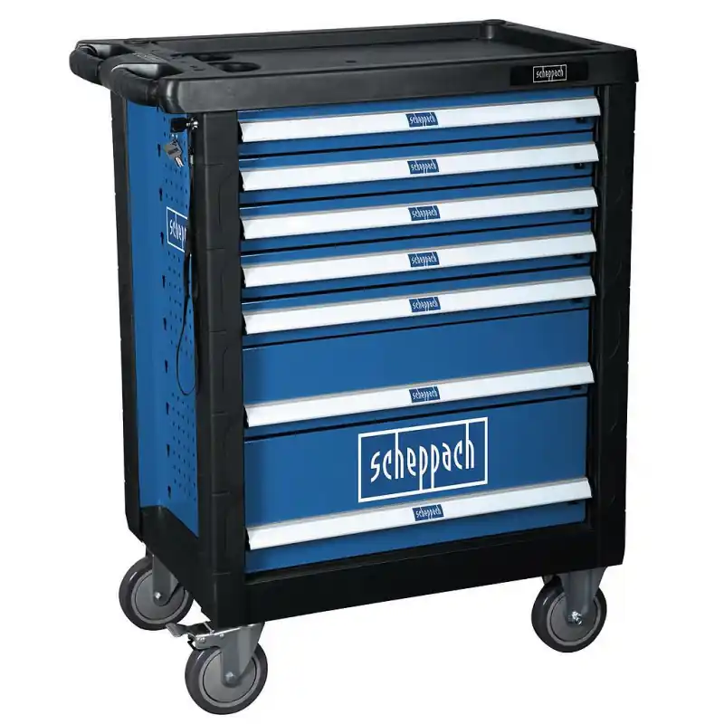 Servante d‘atelier mobile 7 tiroirs charge max 450 kg avec 263 outils