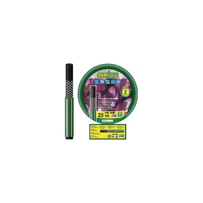Tuyau d’arrosage PRTG25V15 3 couches Tubi‘dro D15mm L25m Ribiland