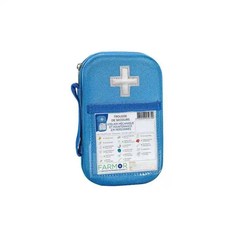 Trousse de secours 2/4 personnes bleu fluo TRO 2173 FLB Farmor