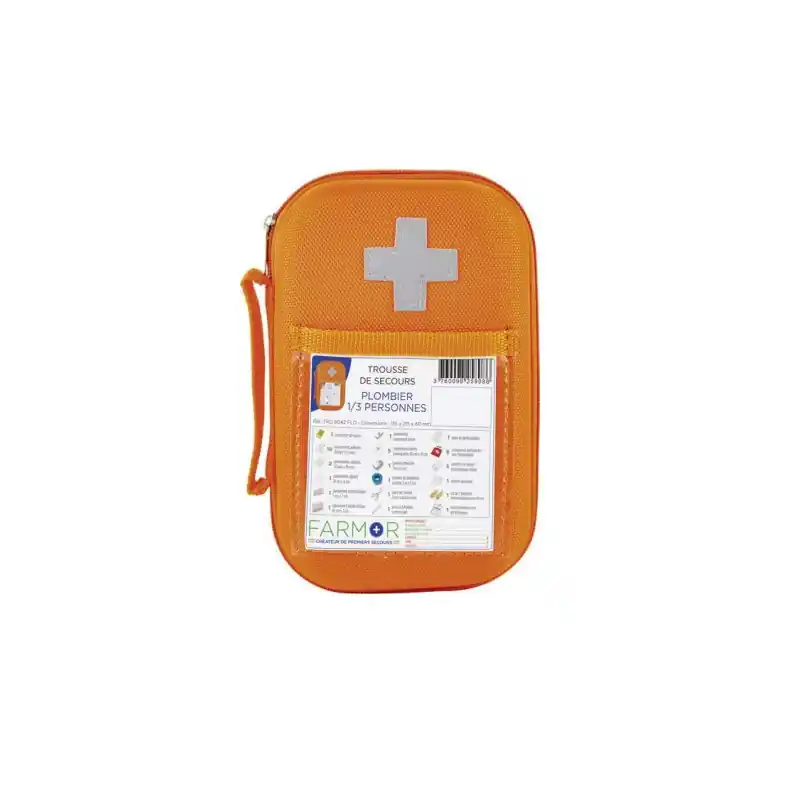 Trousse de secours plombier Tro 8042 Flo 1/3 pers orange fluo Farmor