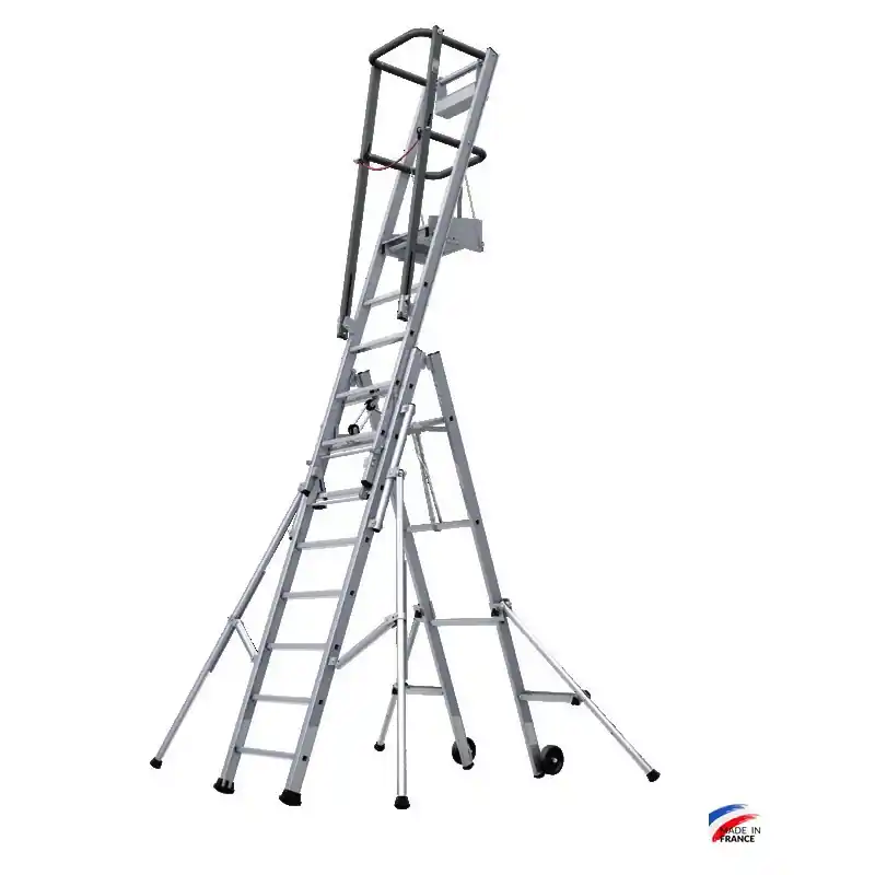 Echelle autostable tout alu 8+5 marches hauteur d‘accès max 4,95 m
