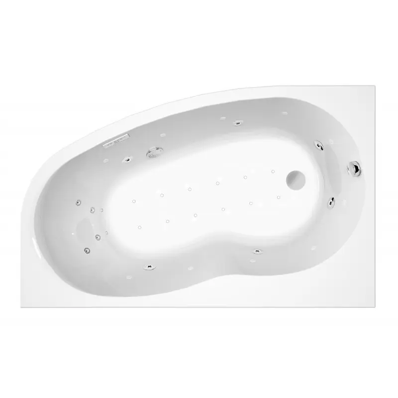 Baignoire balnéo asymétrique droite 160x100x55-553 cm tablier Dolcea E