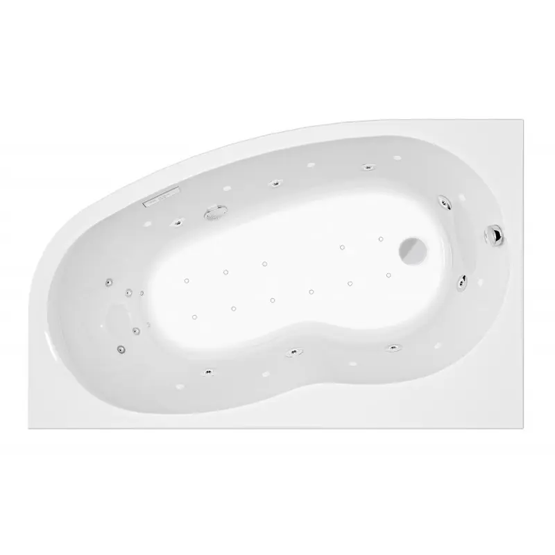 Baignoire balnéo asymétrique droite 160x100x55-553cm 26 buses tablier