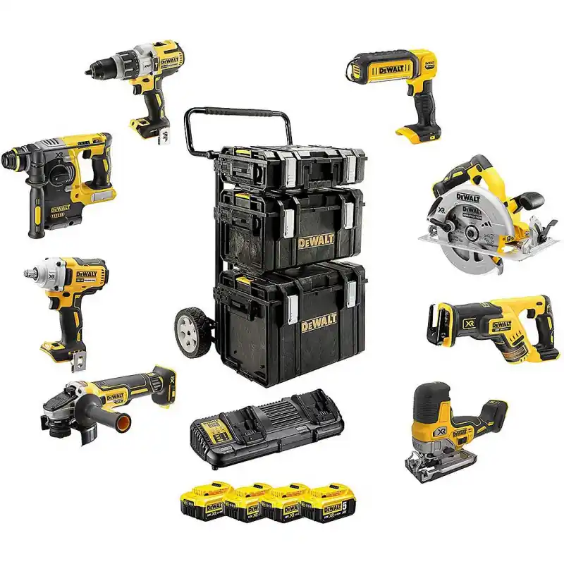 Pack 8 outils XR 18V 4x5Ah Li-Ion avec coffret