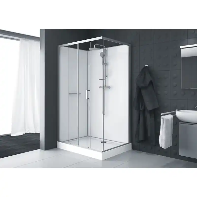 Cabine douche rectangle 1200x900mm porte coulissante face avantage fon