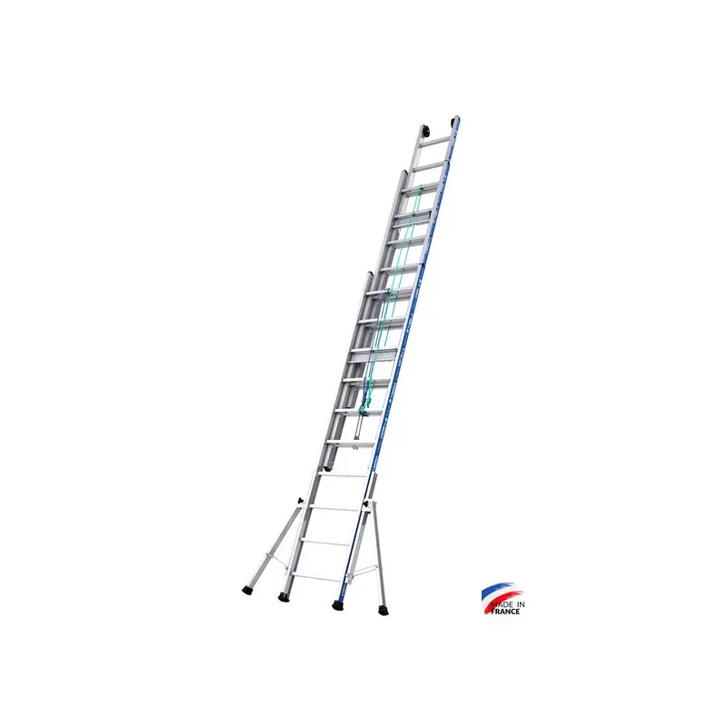 Echelle coulisse à corde 3x10 échelons hauteur d‘accès 78 m Platinium