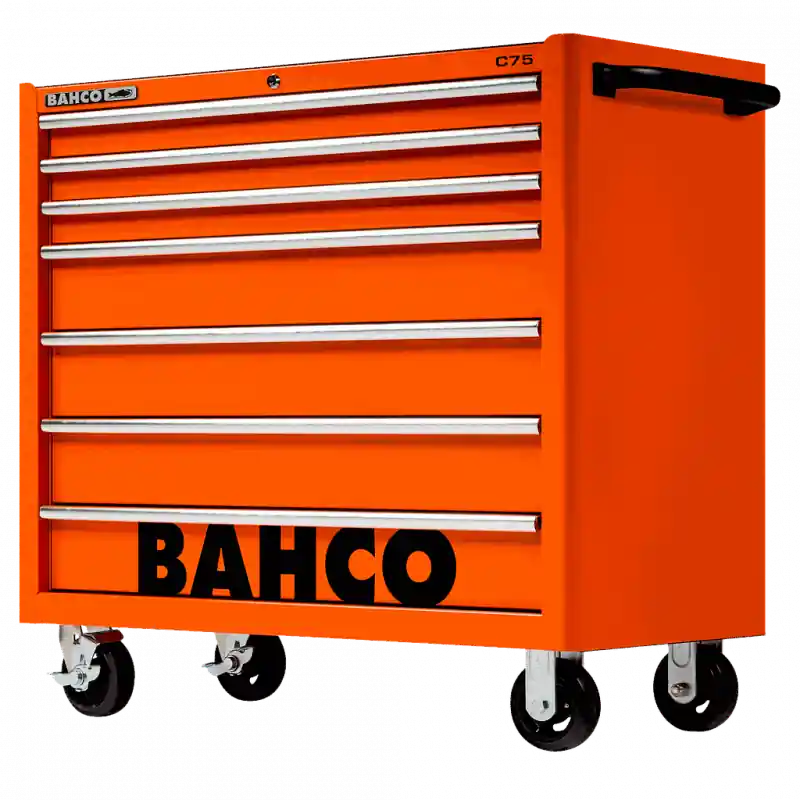 Servante classique C75 40" 7 tiroirs orange charge 1100 kg 986x501x110