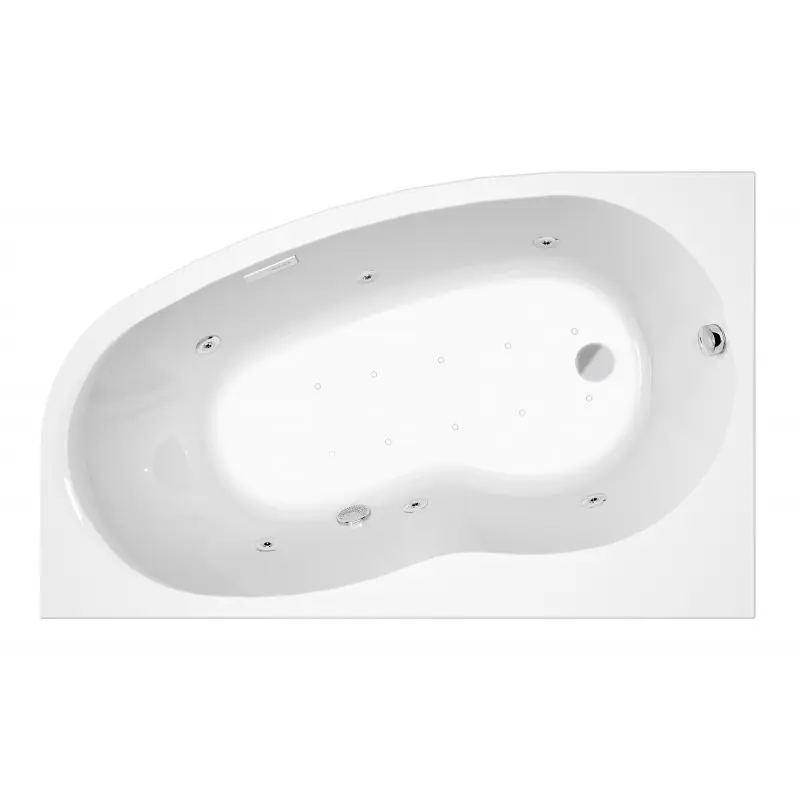 Baignoire balnéo asymétrique droite 160x100 cm 200 L tablier Essentia
