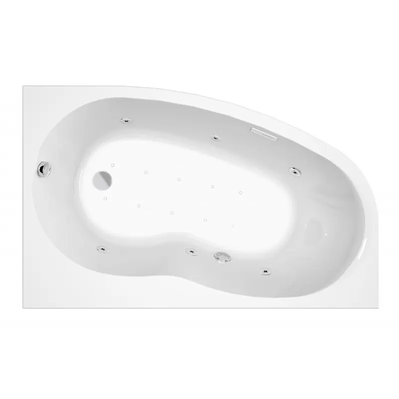 Baignoire balnéo asymétrique gauche 160x100x55-553cm blanc tablier Ess