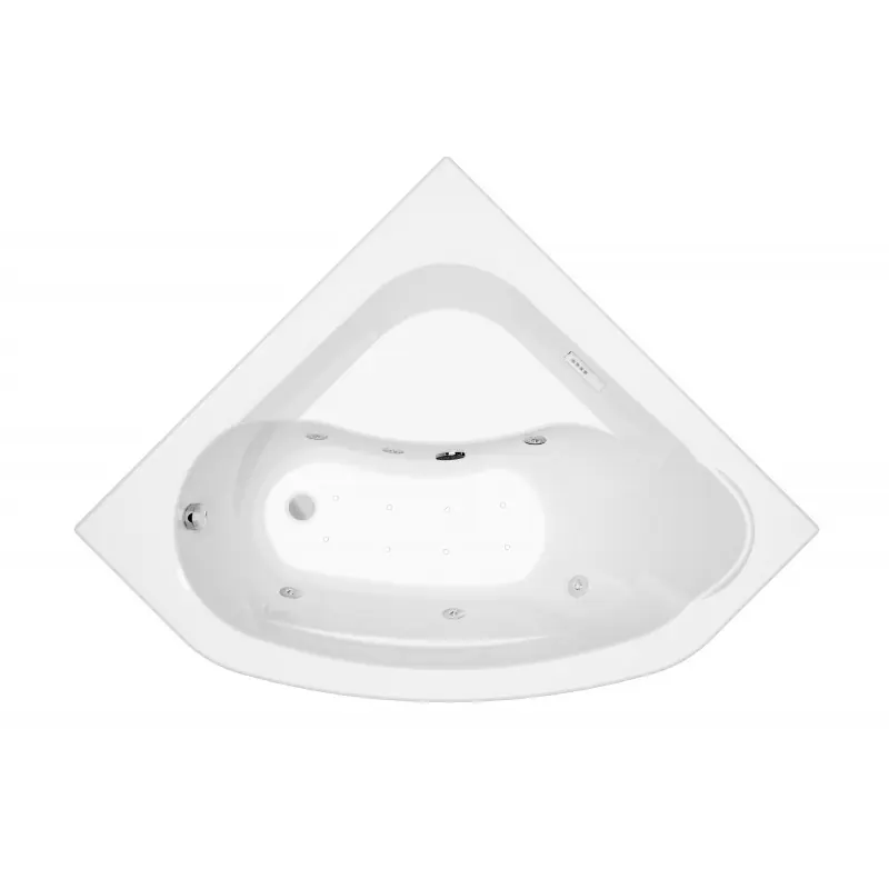 Baignoire balnéo d‘angle 140 x 140 x 53-56 cm 218 L système Essentia L