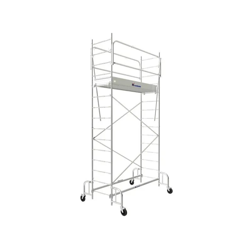 Echafaudage roulant acier 1 plancher 186x54 cm Hauteur d‘accès 48 m JU