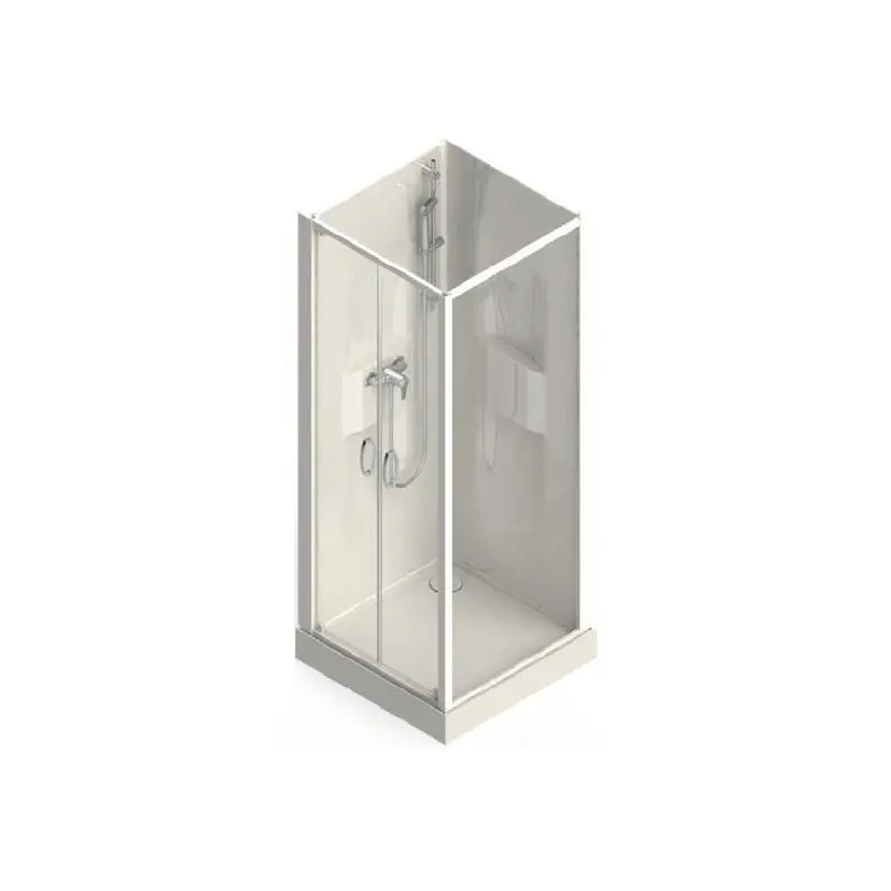 Cabine douche carré 90x90cm portes battantes milieu mur IZI BOX 2