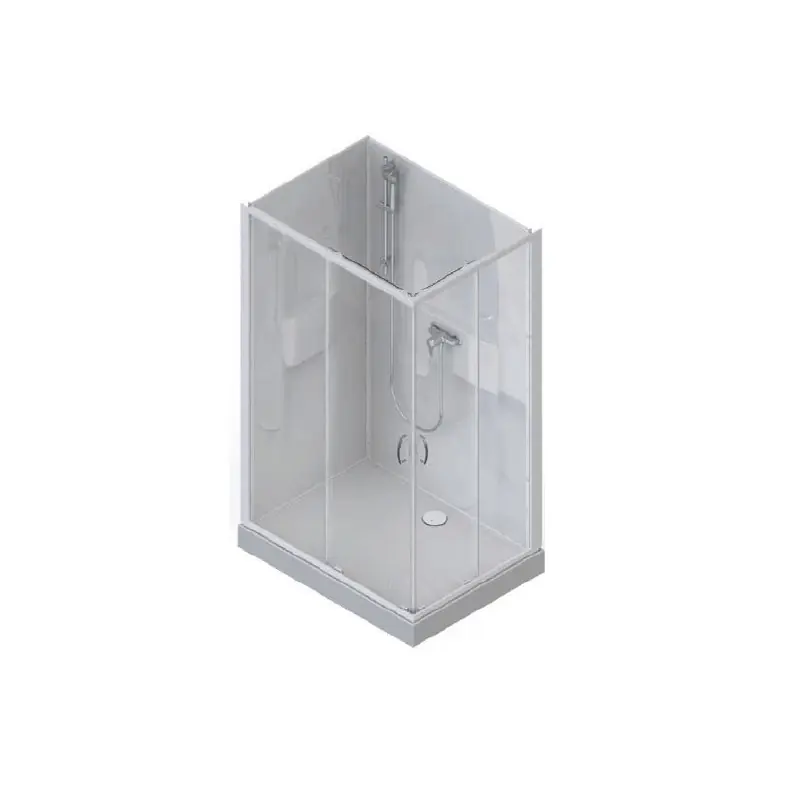 Cabine douche rectangle 80x120cm portes coulissantes angle fond blanc