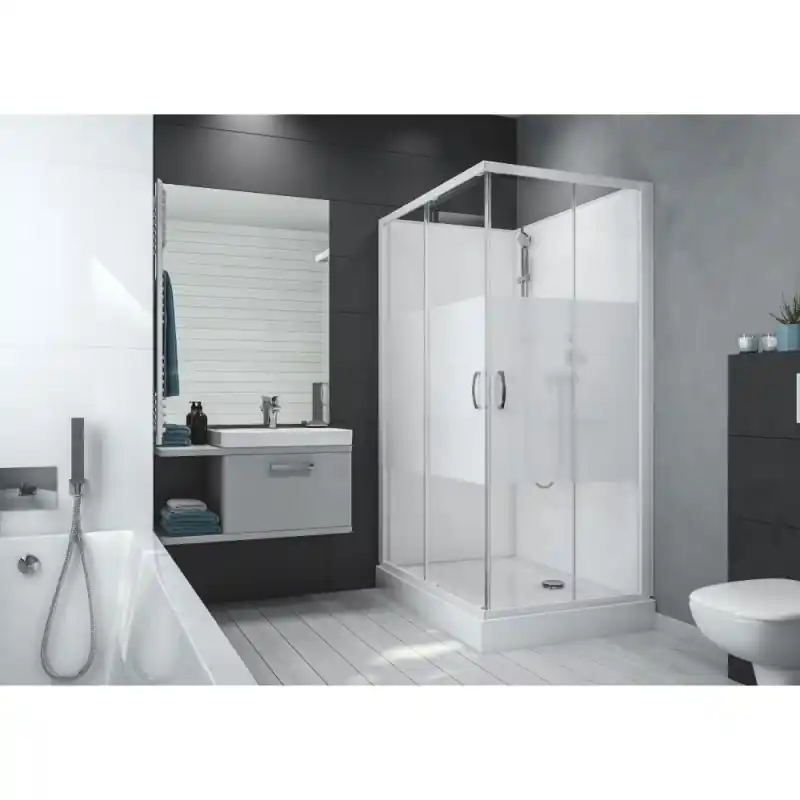 Cabine douche 1200x800mm verre sérigraphie coulissante IZI BOX 2