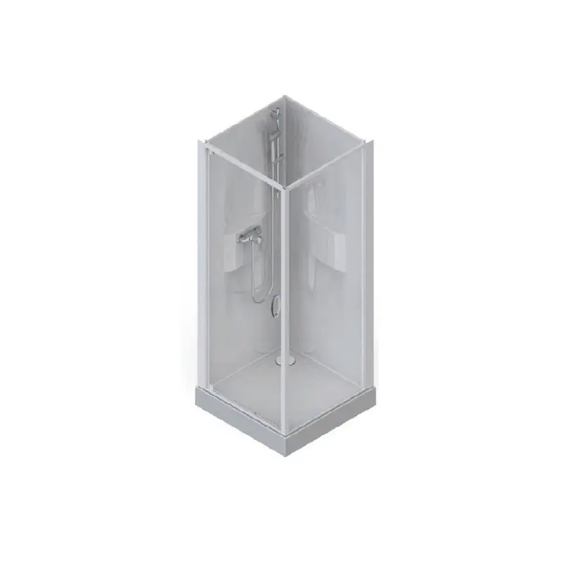 Cabine de douche carré 800x800mm porte pivotante verre opaque central