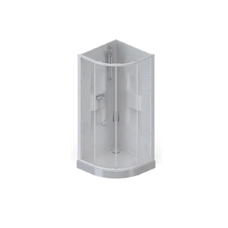 Cabine douche 1/4 rond 90x90cm porte coulissante verre opaque central