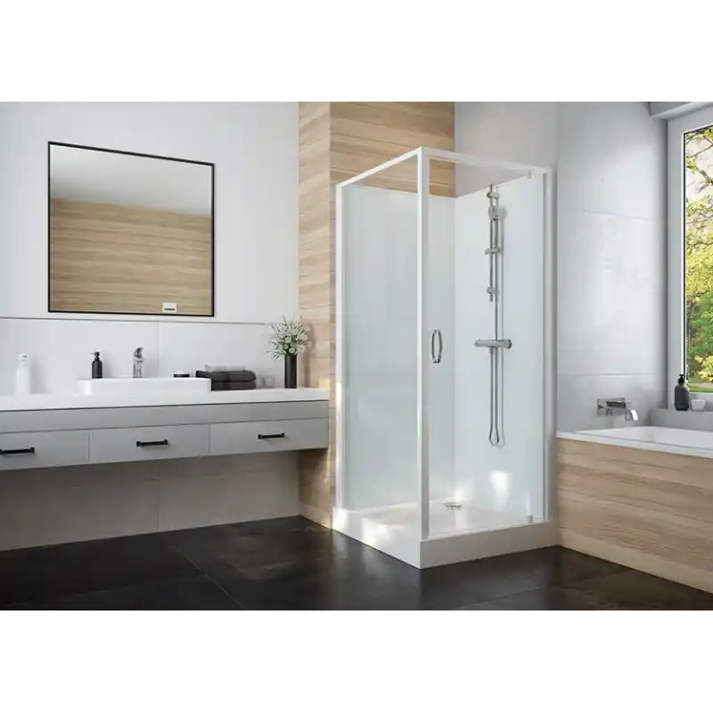 Cabine douche 800x800mm porte pivotante fondVert amande IZI GLASS 2