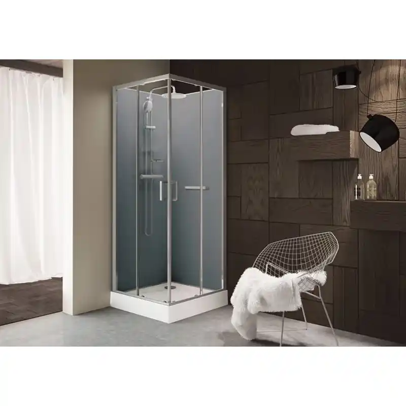Cabine douche carré 800x800mm portes coulissantes avantage fond gris m