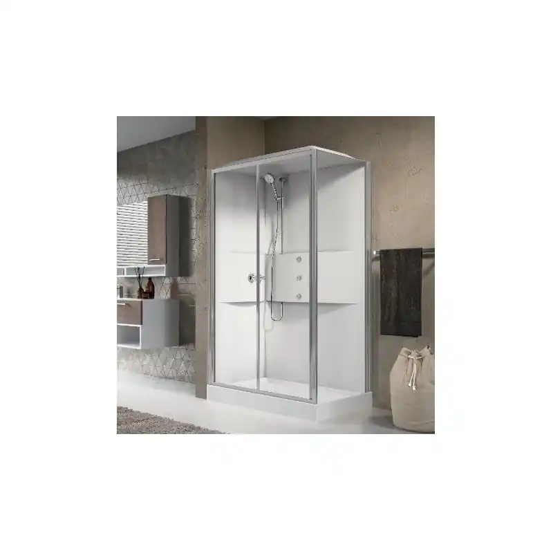 Cabine douche standard sans coiffe 120x80 mécanique profilé blanc MEDI