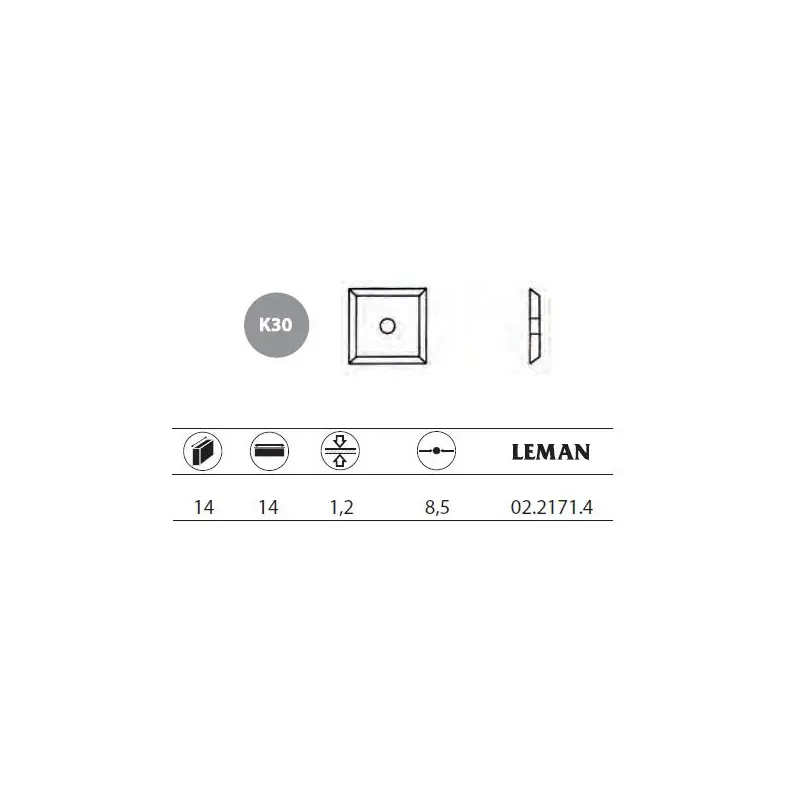 10 Plaquettes carbure réversibles 14x14x1,2mm 4 coupes 02.2171.4